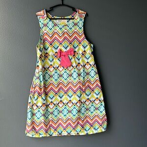 🩷 EUC Beebay Girls dress size 7 dress pink yellow white pattern